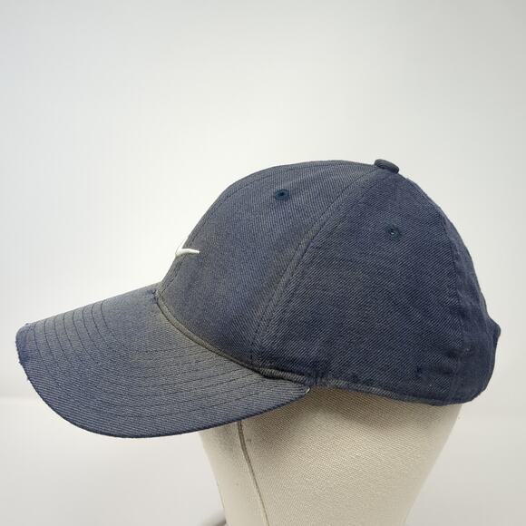 Nike Swoosh Strapback Hat Blue One Size Embroidered Logo Vintage Gray Tags - Picture 3 of 9